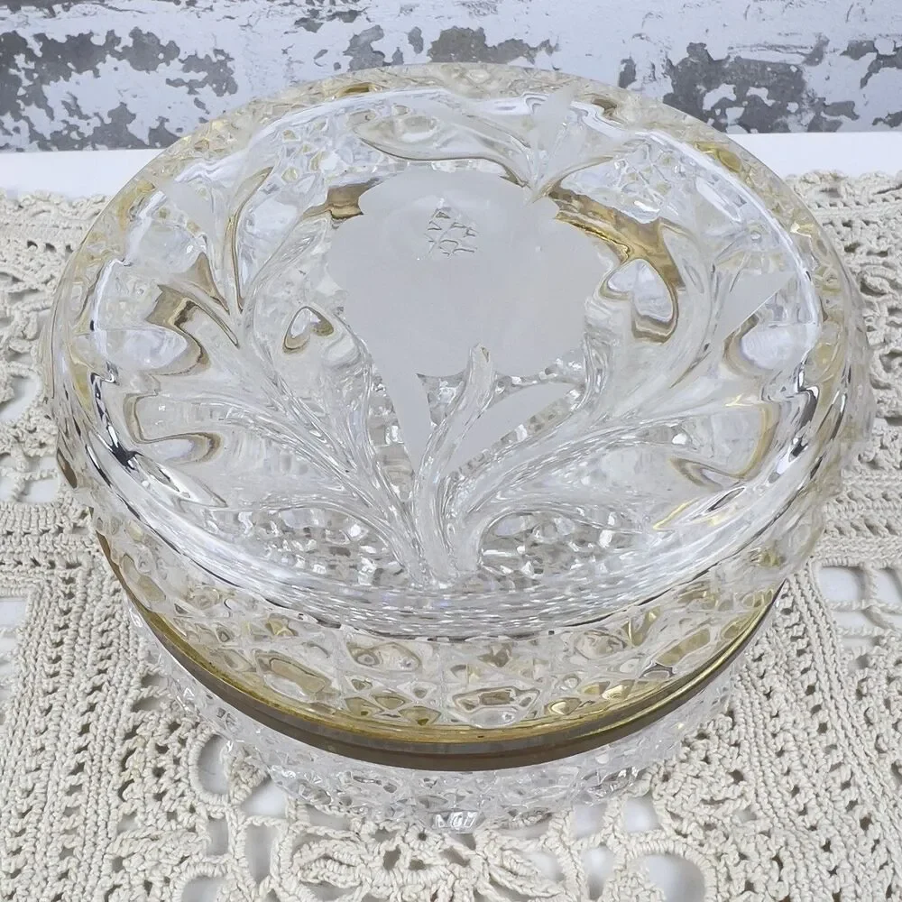 Vtg French Cut & Formed Glass‎ Baccarat Style Jewelry Casket Trinket Box 4.75” - Picture 3 of 14